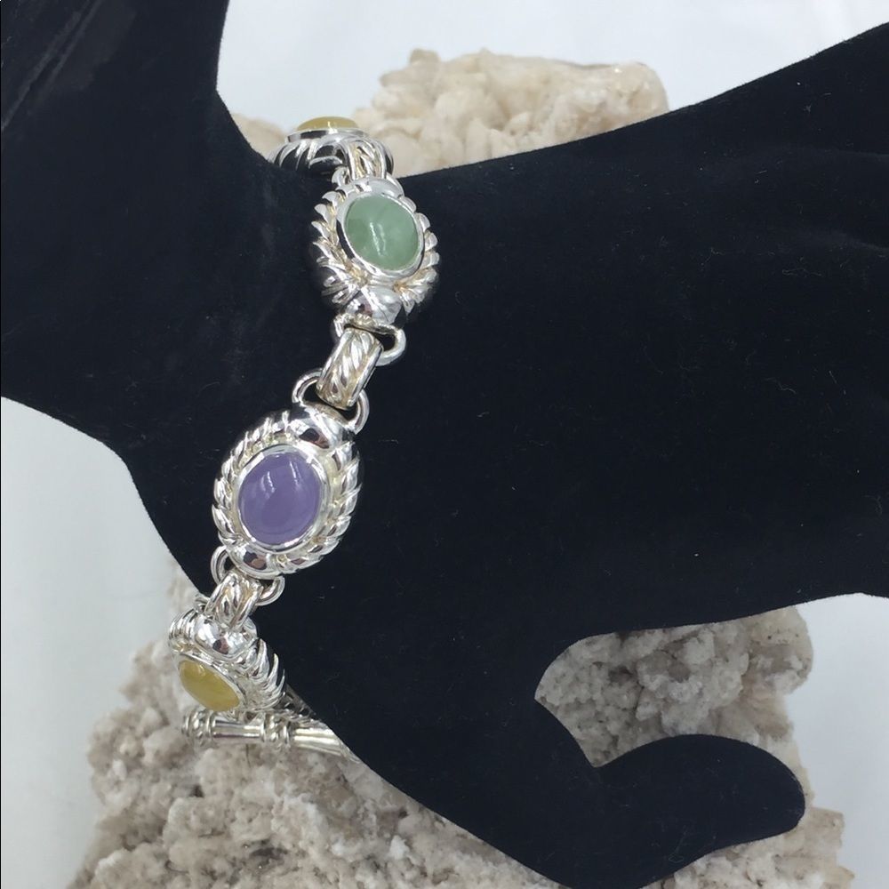 Designer STER Multi Colored Jade Bracelet 8”
